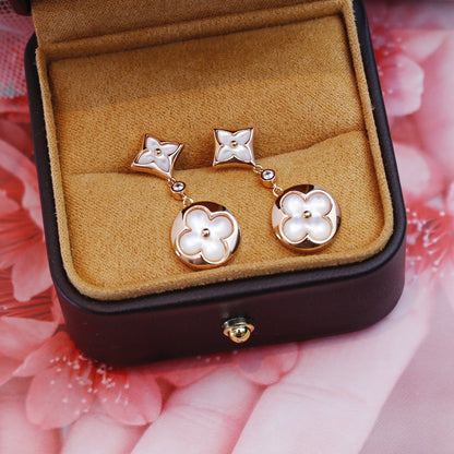 [Regal Gem]STAR AND SUN PINK GOLD MOP DROP EARRINGS