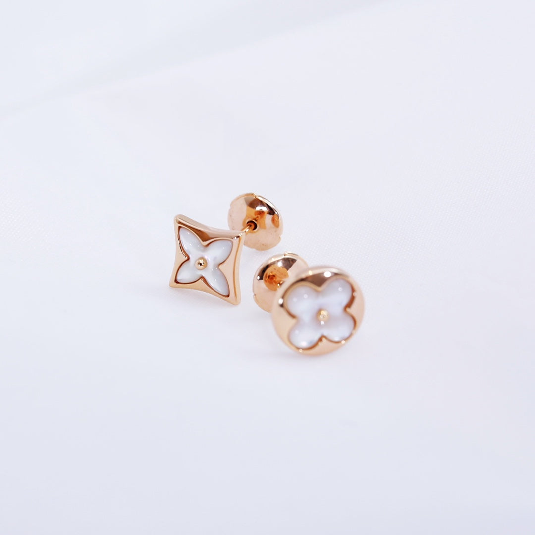 [Regal Gem]STAR AND SUN PINK GOLD MOP STUD EARRINGS