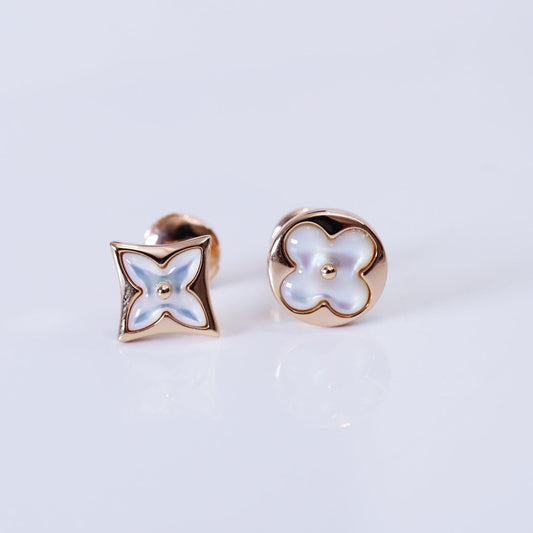 [Regal Gem]STAR AND SUN PINK GOLD MOP STUD EARRINGS