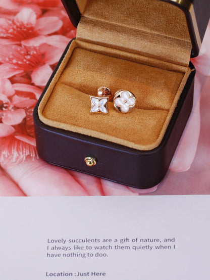 [Regal Gem]STAR AND SUN PINK GOLD MOP STUD EARRINGS