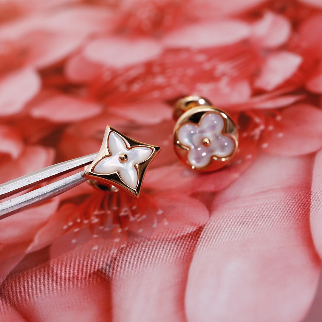 [Regal Gem]STAR AND SUN PINK GOLD MOP STUD EARRINGS