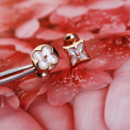 [Regal Gem]STAR AND SUN PINK GOLD MOP STUD EARRINGS