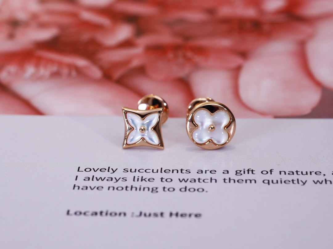 [Regal Gem]STAR AND SUN PINK GOLD MOP STUD EARRINGS