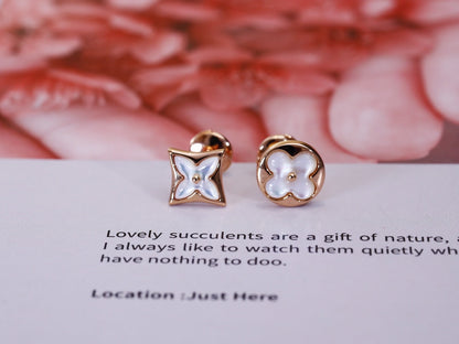 [Regal Gem]STAR AND SUN PINK GOLD MOP STUD EARRINGS