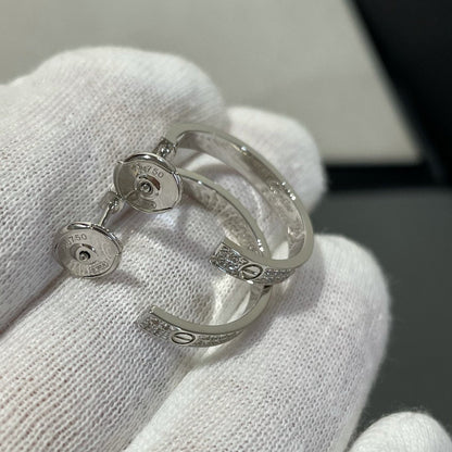 [Regal Gem]LOVE DIAMOND SILVER HOOP EARRINGS