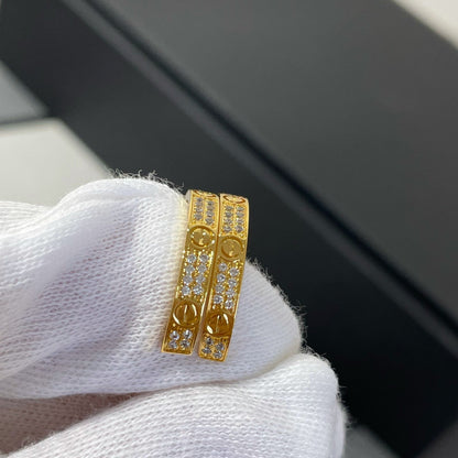 [Regal Gem]LOVE DIAMOND GOLD HOOP EARRINGS