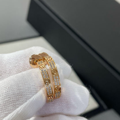 [Regal Gem]LOVE DIAMOND PINK GOLD HOOP EARRINGS