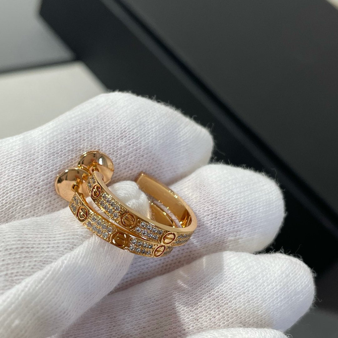 [Regal Gem]LOVE DIAMOND PINK GOLD HOOP EARRINGS
