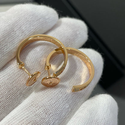 [Regal Gem]LOVE DIAMOND PINK GOLD HOOP EARRINGS
