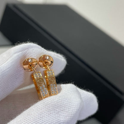 [Regal Gem]LOVE DIAMOND PINK GOLD HOOP EARRINGS