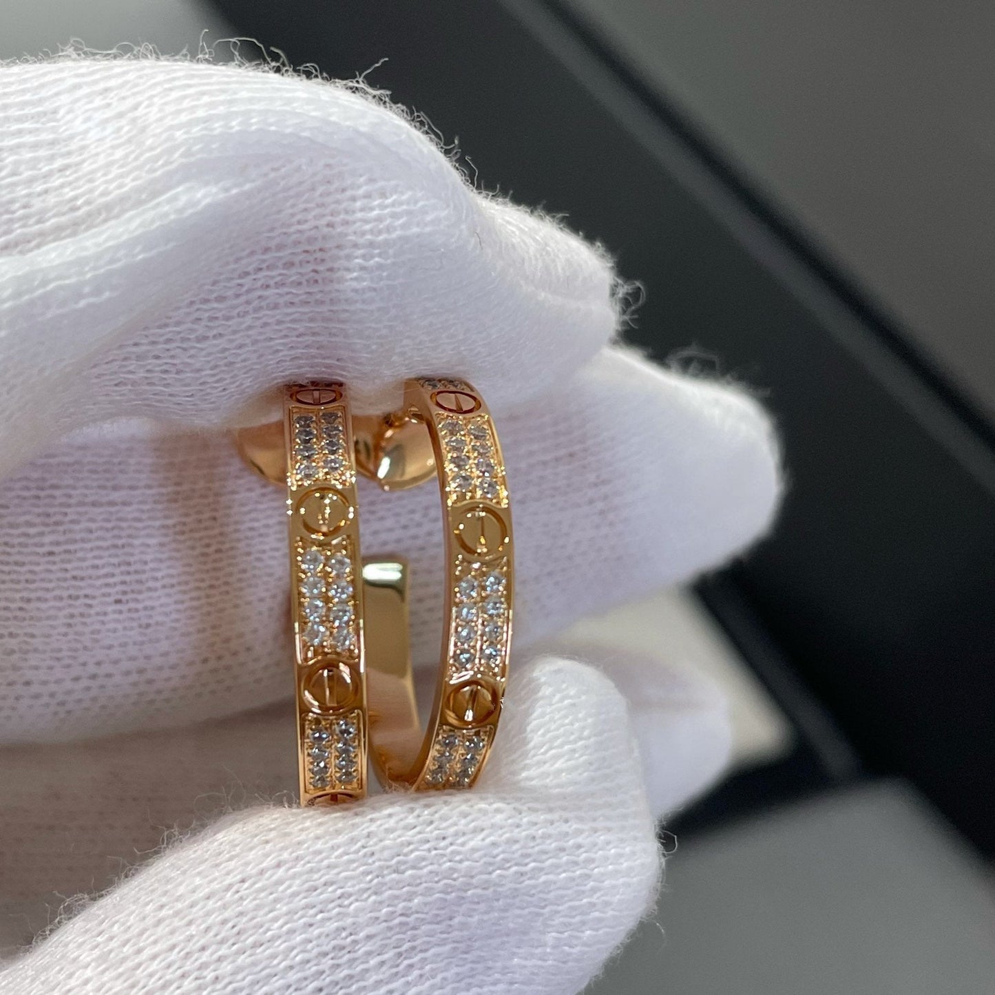 [Regal Gem]LOVE DIAMOND PINK GOLD HOOP EARRINGS