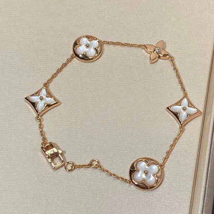 [Regal Gem]STAR AND SUN 5 MOTIF MOP PINK GOLD BRACELET
