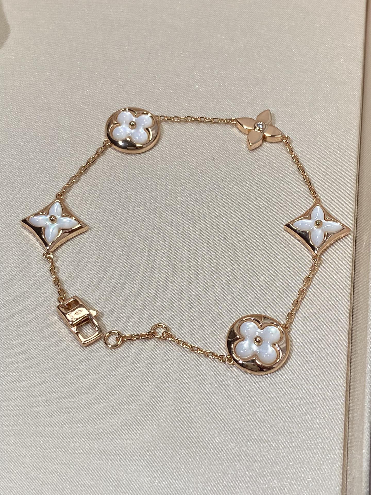 [Regal Gem]STAR AND SUN 5 MOTIF MOP PINK GOLD BRACELET
