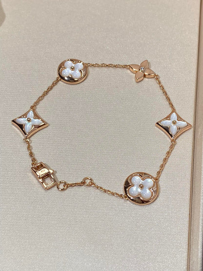 [Regal Gem]STAR AND SUN 5 MOTIF MOP PINK GOLD BRACELET