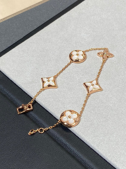 [Regal Gem]STAR AND SUN 5 MOTIF MOP PINK GOLD BRACELET