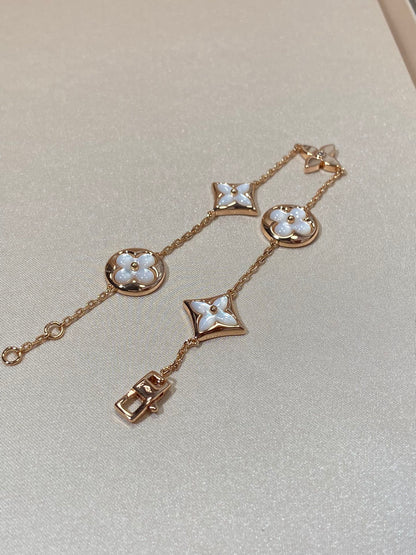 [Regal Gem]STAR AND SUN 5 MOTIF MOP PINK GOLD BRACELET