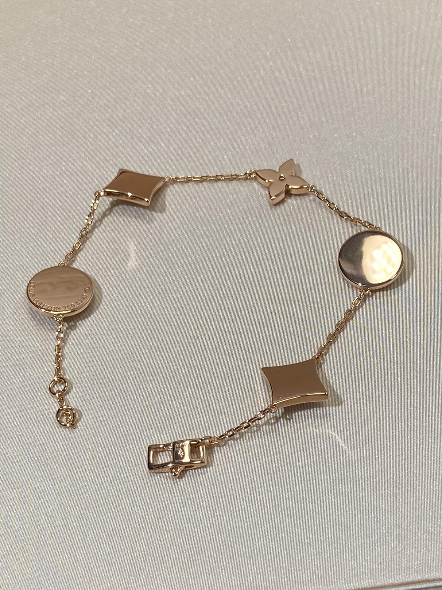 [Regal Gem]STAR AND SUN 5 MOTIF MOP PINK GOLD BRACELET