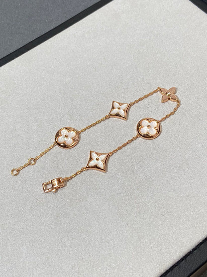 [Regal Gem]STAR AND SUN 5 MOTIF MOP PINK GOLD BRACELET