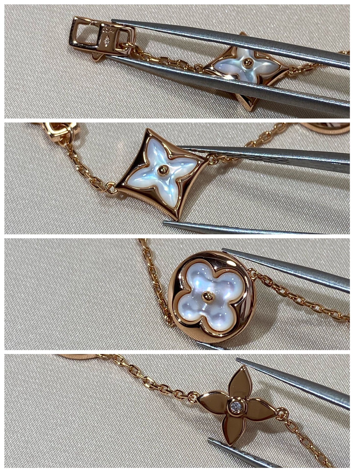 [Regal Gem]STAR AND SUN 5 MOTIF MOP PINK GOLD BRACELET