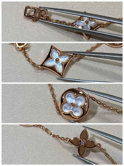 [Regal Gem]STAR AND SUN 5 MOTIF MOP PINK GOLD BRACELET
