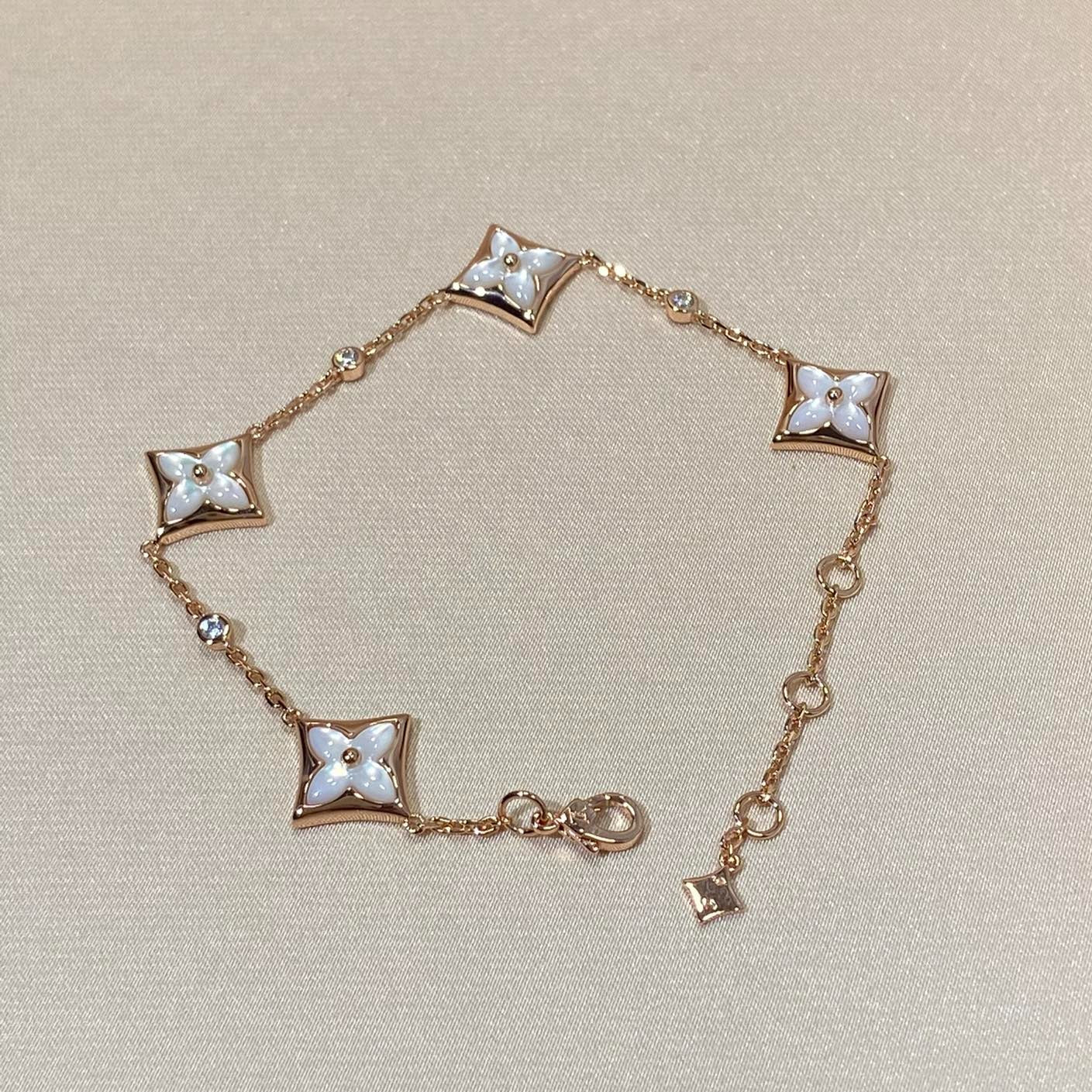 [Regal Gem]STAR 4 MOTIF MOP DIAMOND PINK GOLD BRACELET