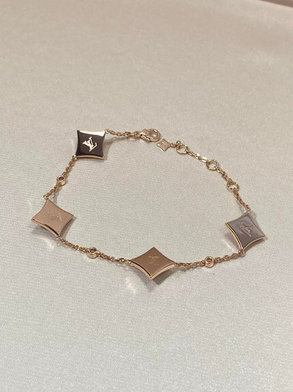 [Regal Gem]STAR 4 MOTIF MOP DIAMOND PINK GOLD BRACELET