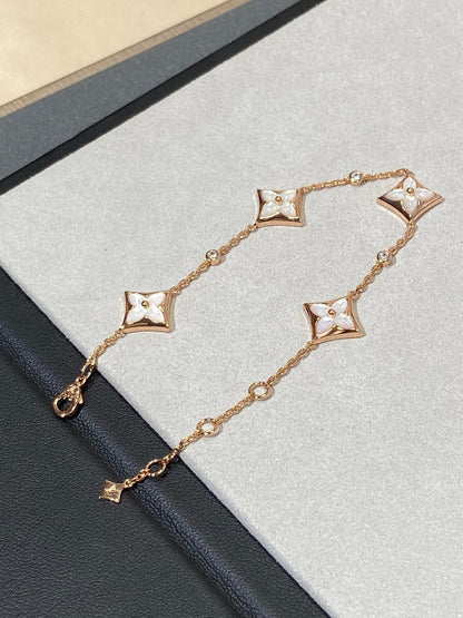 [Regal Gem]STAR 4 MOTIF MOP DIAMOND PINK GOLD BRACELET
