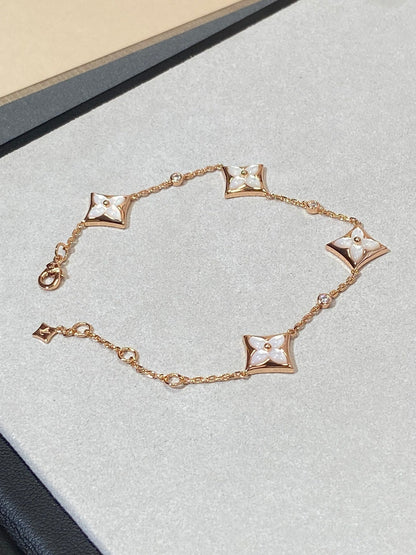[Regal Gem]STAR 4 MOTIF MOP DIAMOND PINK GOLD BRACELET
