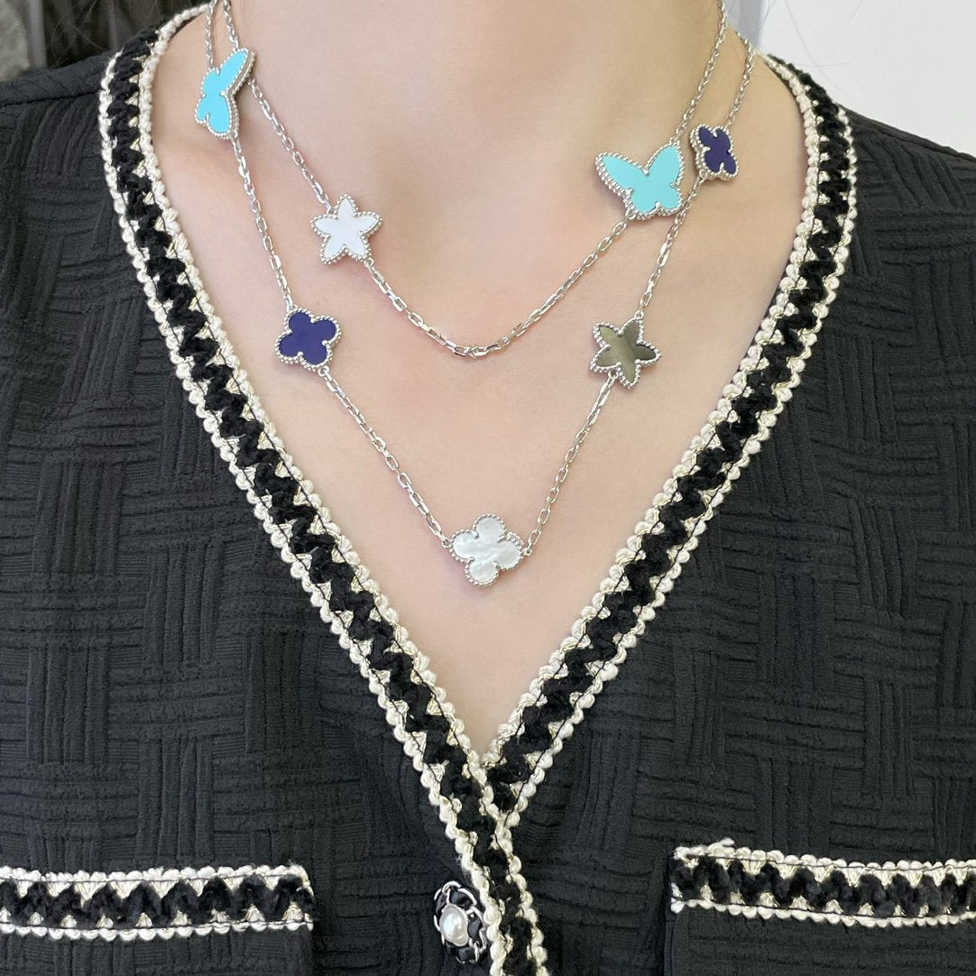 [Regal Gem]LUCKY CLOVER SILVER 11 MOTIF NECKLACE