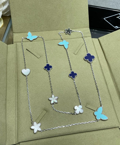 [Regal Gem]LUCKY CLOVER SILVER 11 MOTIF NECKLACE