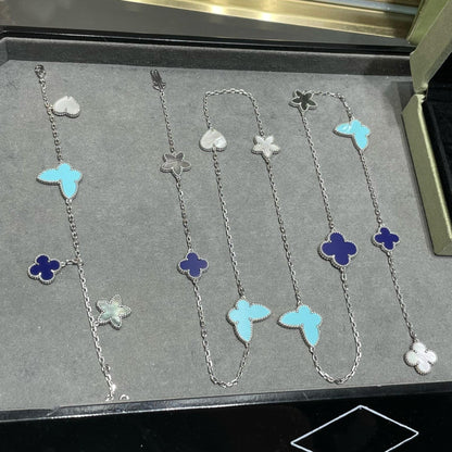 [Regal Gem]LUCKY CLOVER SILVER 11 MOTIF NECKLACE