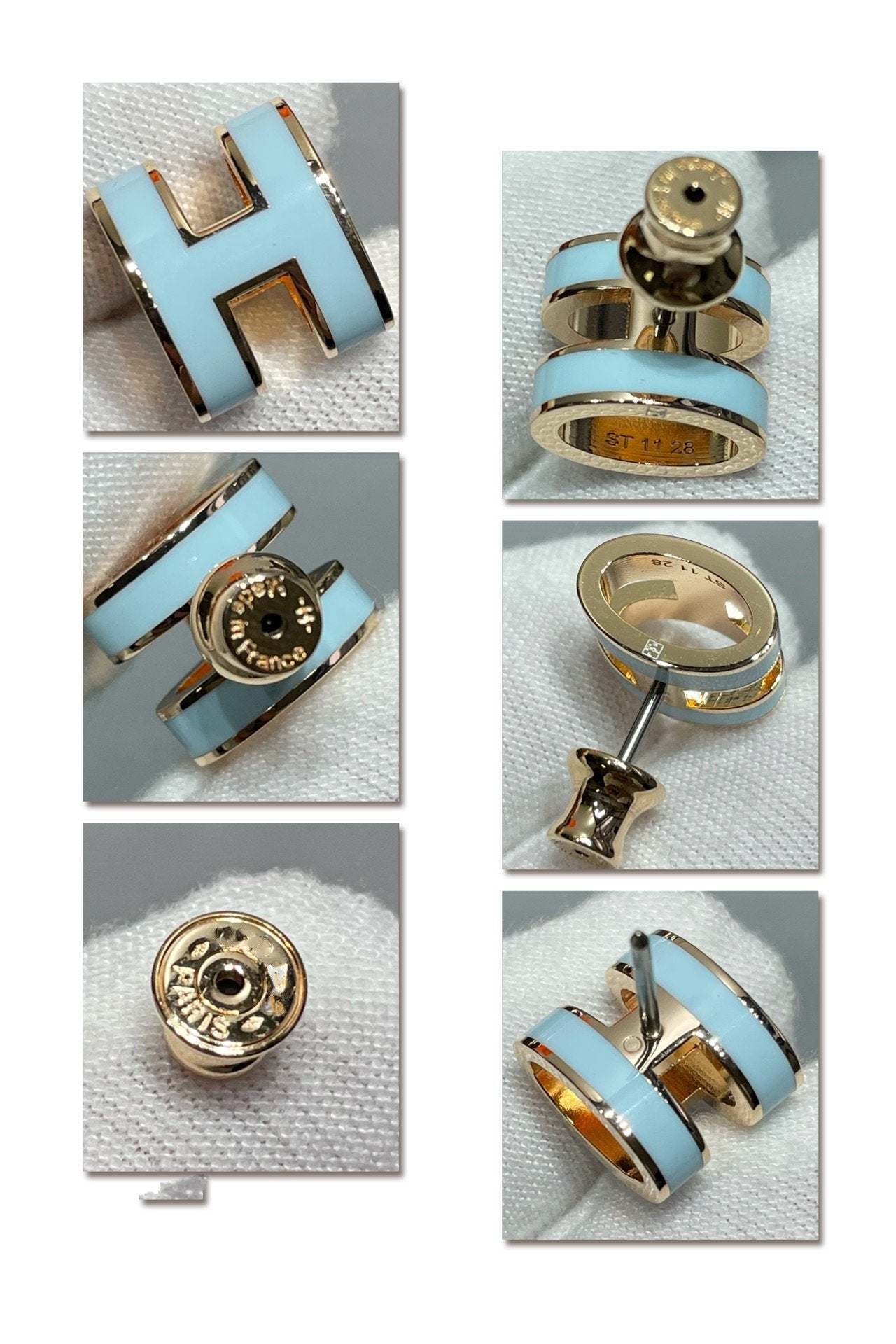 [Regal Gem]POP H SKY BLUE STUD EARRINGS