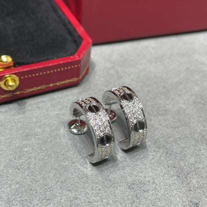 [Regal Gem]LOVE CERAMIC DIAMOND PAVED SILVER EARRINGS