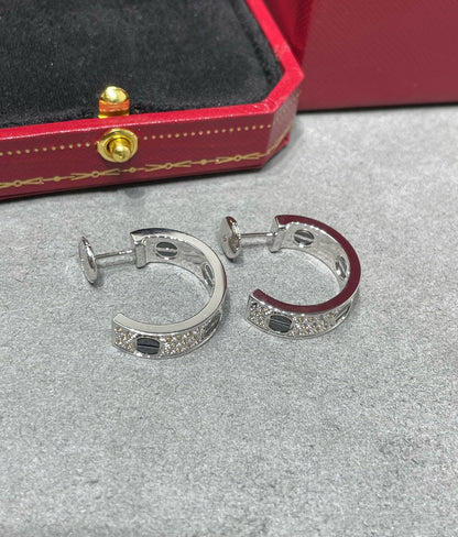 [Regal Gem]LOVE CERAMIC DIAMOND PAVED SILVER EARRINGS
