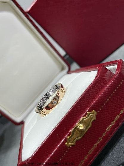 [Regal Gem]LOVE PINK GOLD SILVER DIAMOND DOUBLE RING
