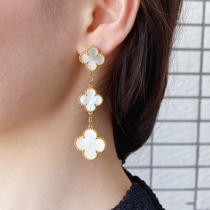 [Regal Gem]CLOVER MOP 3 MOTIFS GOLD EARRINGS
