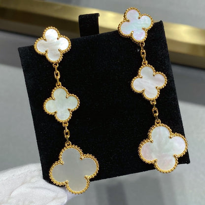 [Regal Gem]CLOVER MOP 3 MOTIFS GOLD EARRINGS