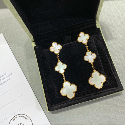 [Regal Gem]CLOVER MOP 3 MOTIFS GOLD EARRINGS