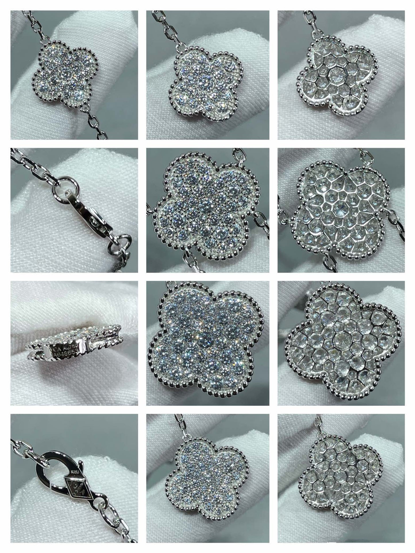 [Regal Gem]CLOVER 6 MOTIF DIAMOND PAVED NECKLACE