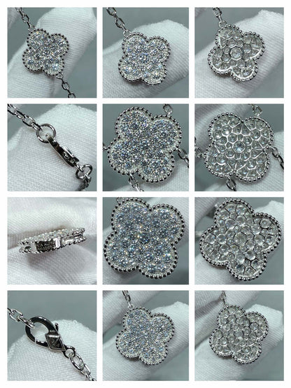 [Regal Gem]CLOVER 6 MOTIF DIAMOND PAVED NECKLACE