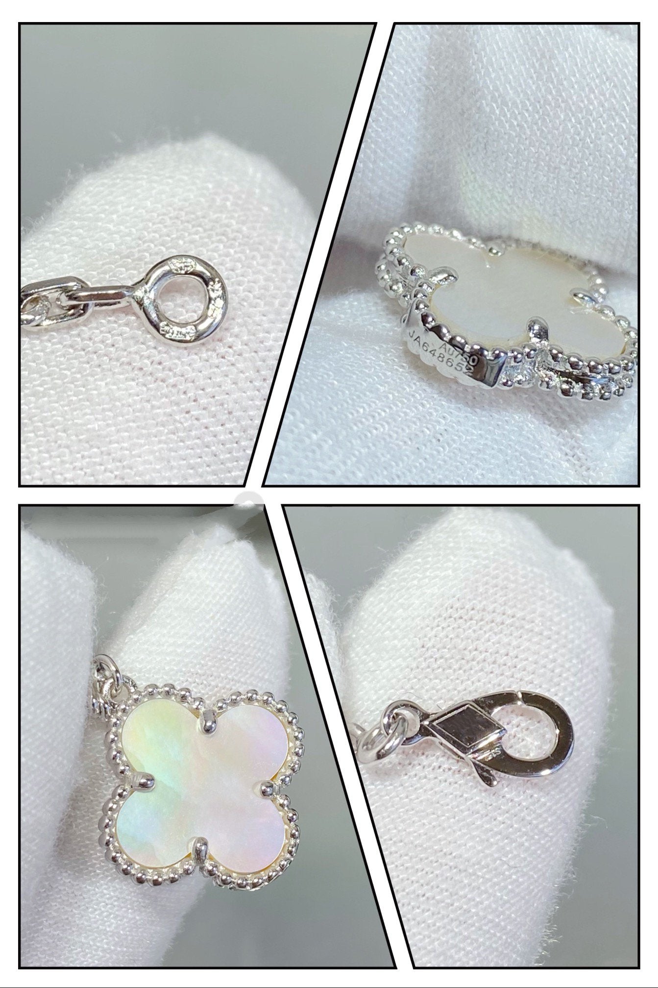 [Regal Gem]CLOVER 5 MOTIF WHITE MOP SILVER BRACELET