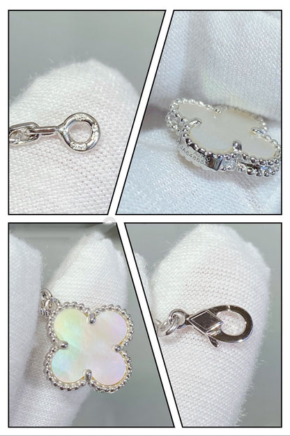 [Regal Gem]CLOVER 5 MOTIF WHITE MOP SILVER BRACELET