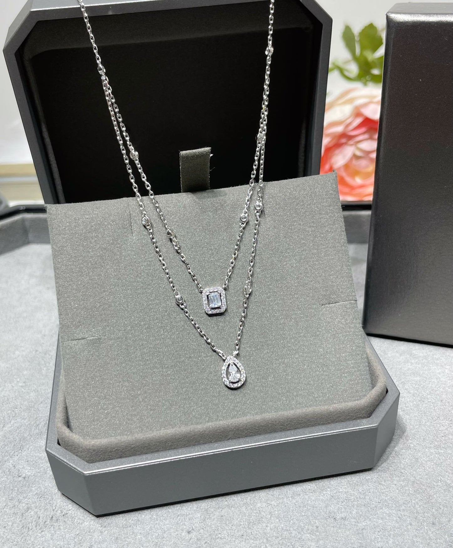 [Regal Gem]MY TWIN 2 ROW DIAMOND NECKLACE