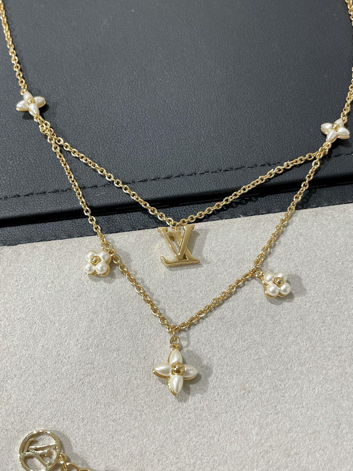 [Regal Gem]FLOWERGRAM GOLD MOP DOUBLE ROW NECKLACE