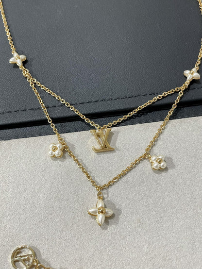 [Regal Gem]FLOWERGRAM GOLD MOP DOUBLE ROW NECKLACE