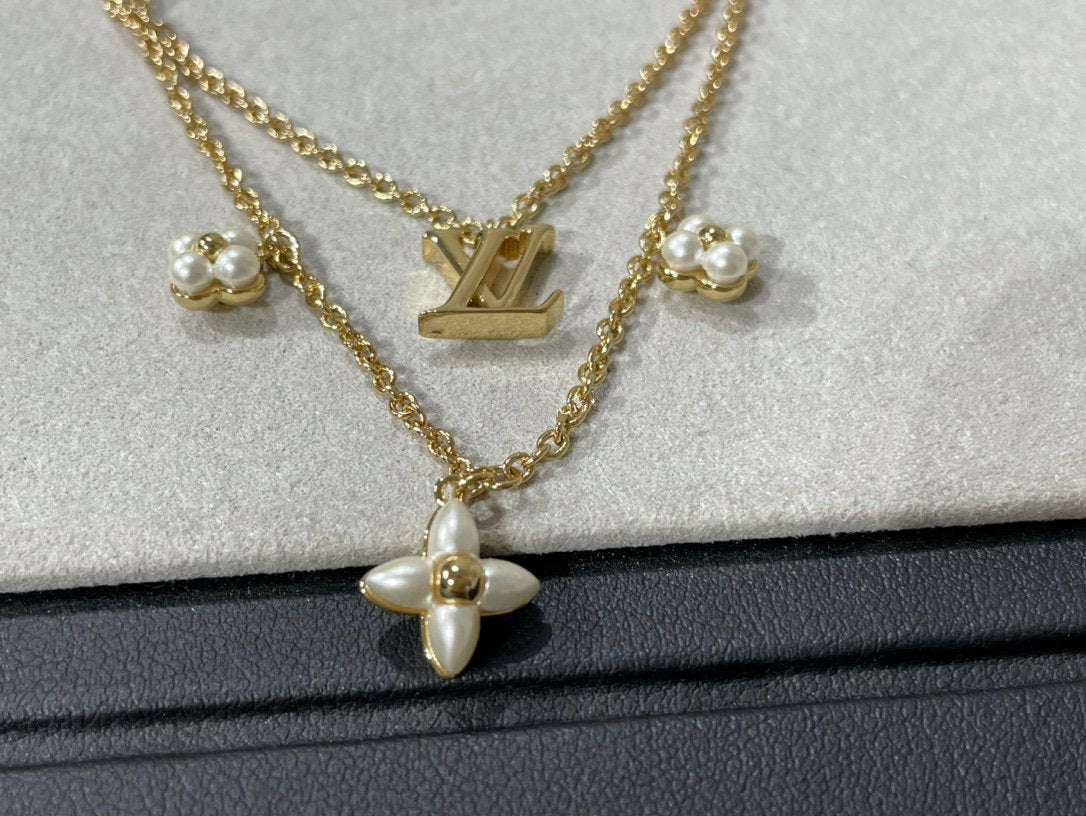 [Regal Gem]FLOWERGRAM GOLD MOP DOUBLE ROW NECKLACE