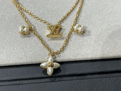 [Regal Gem]FLOWERGRAM GOLD MOP DOUBLE ROW NECKLACE