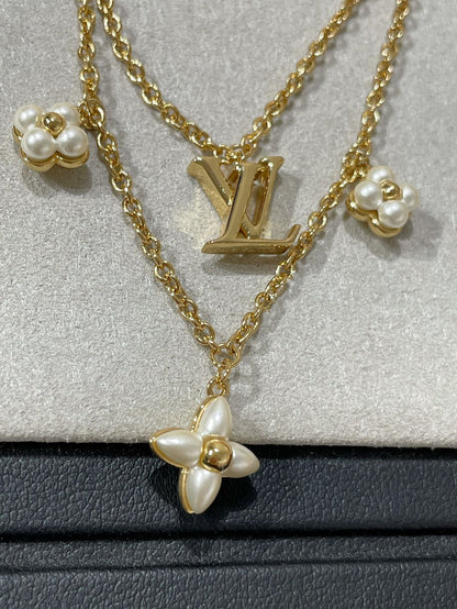 [Regal Gem]FLOWERGRAM GOLD MOP DOUBLE ROW NECKLACE