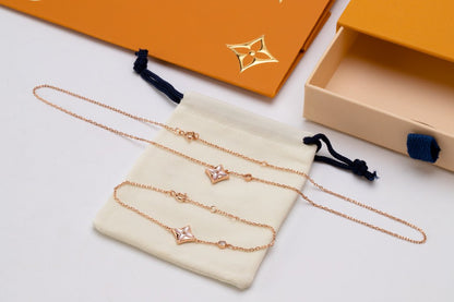 [Regal Gem]STAR PINK MOP 1 DIAMOND PINK GOLD NECKLACE