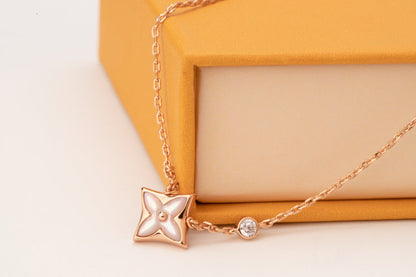 [Regal Gem]STAR PINK MOP 1 DIAMOND PINK GOLD NECKLACE